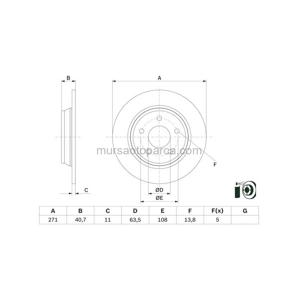 Focus Arka Fren Diski Dış Cap 271 Mm 18- Jx61 2A315 Aea