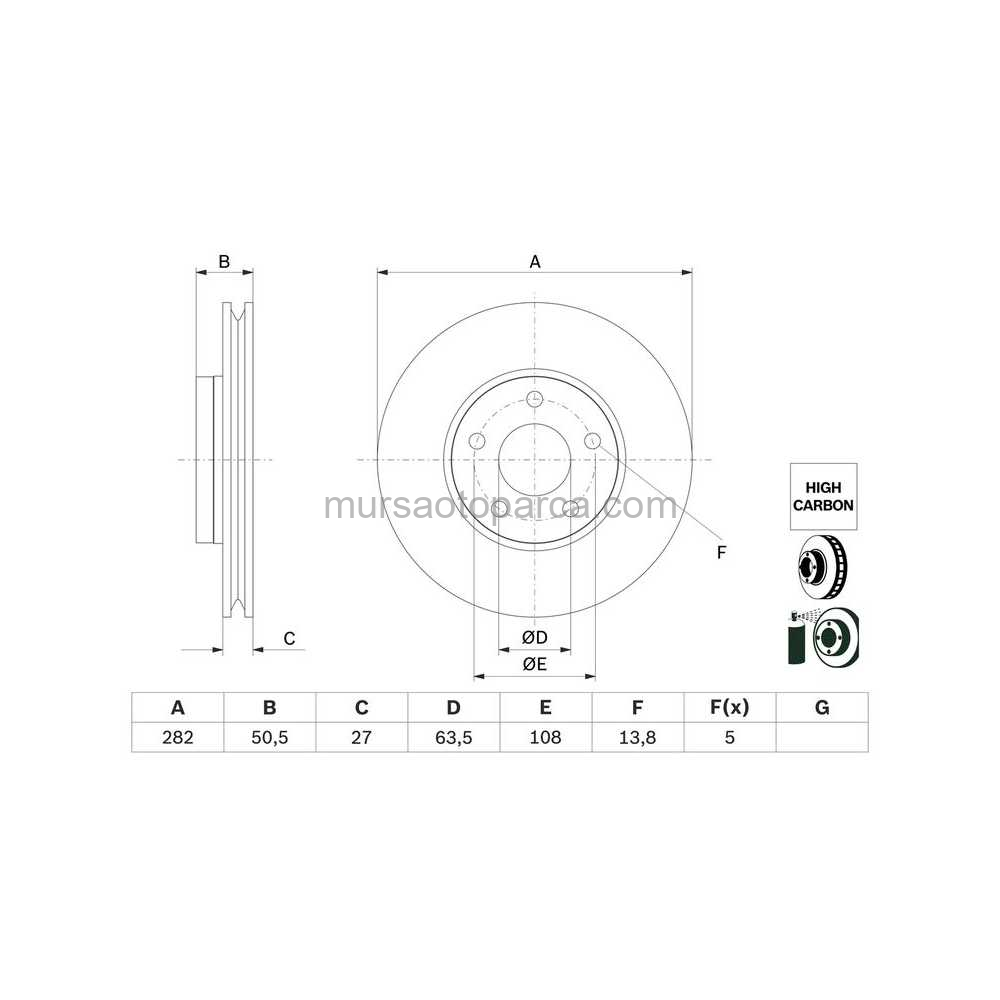 Focus Ön Fren Diski Dış Cap 282 Mm 18- Jx61 1125 Aeb
