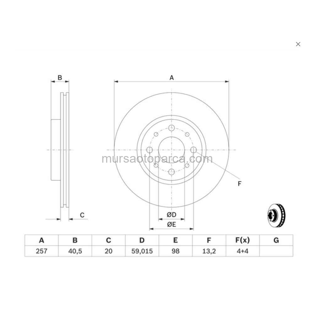 Marea-Mıto-Bipper-Nemo Fren Diski Ön 257Mm Adet Fiyat 97- 51749124 