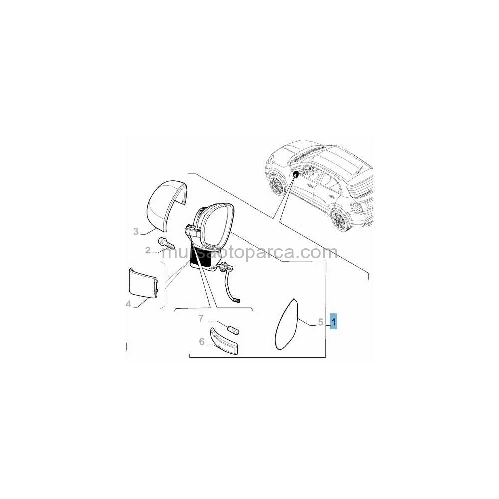 Fıat 500 X Sağ Ayna Elek Kat İsıt Ast Siny Sens 15- 735614530 