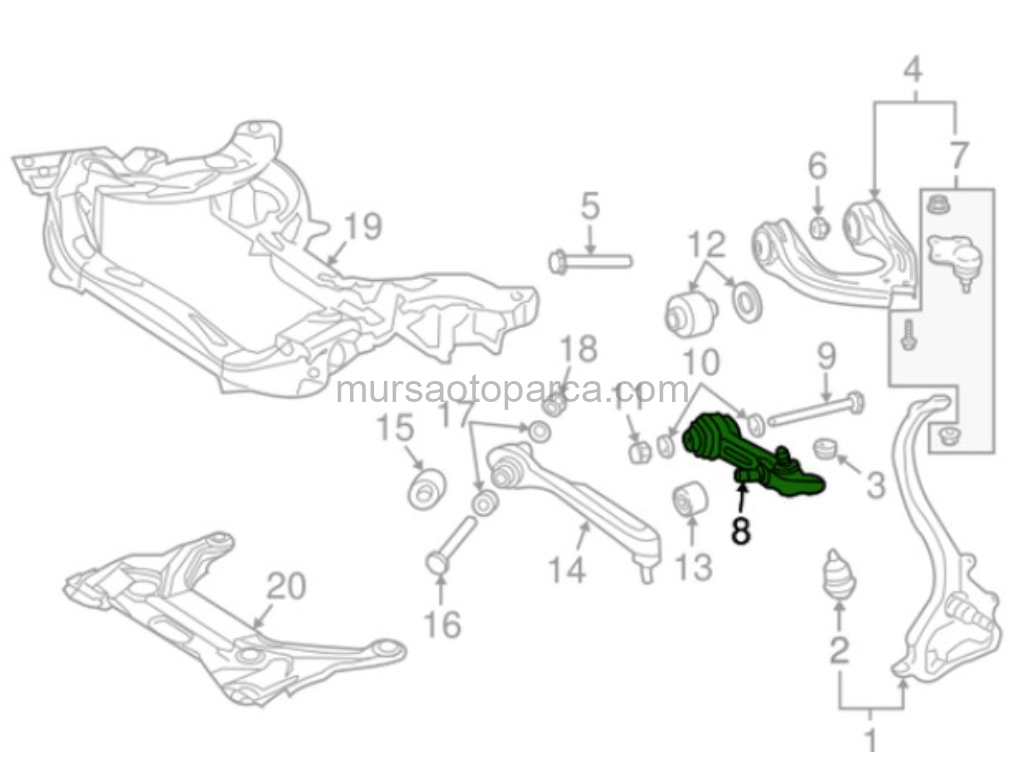 Mercedes W211-219 2002-2011 Ön Sağ Salıncak A2113309207